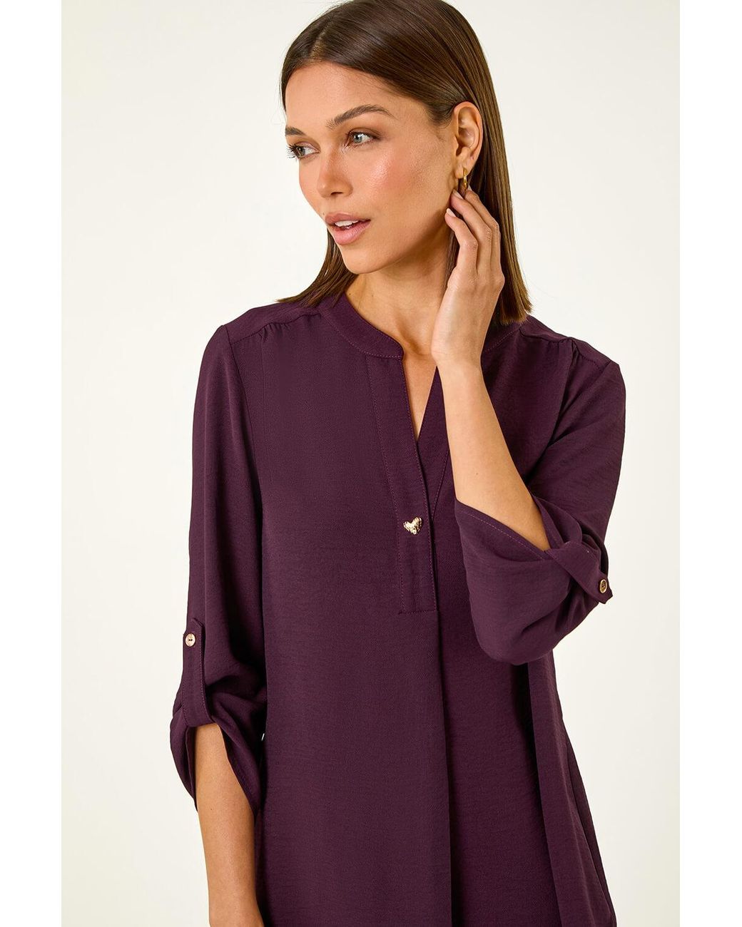 Roman Purple Heart Button Detail Shirt