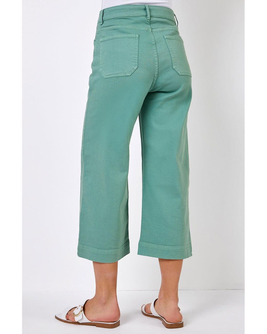 Roman Multicolor Wide Leg Stretch Denim Cropped Culottes