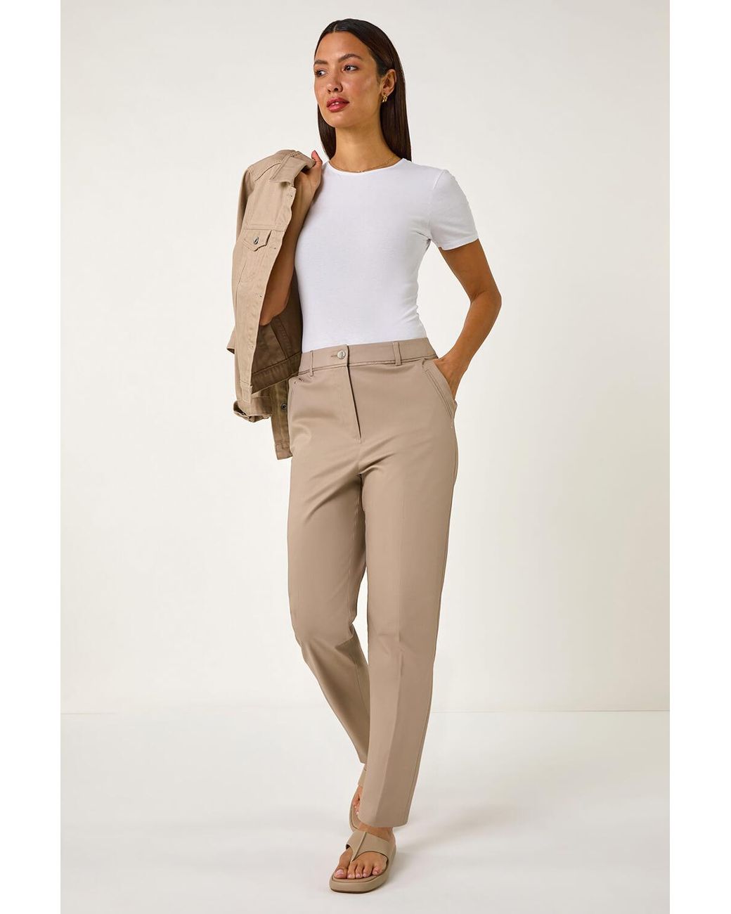 Roman Natural Cotton Full Length Stretch Trouser