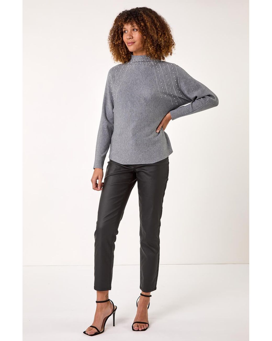 Roman Gray Sunray Embellished Jumper