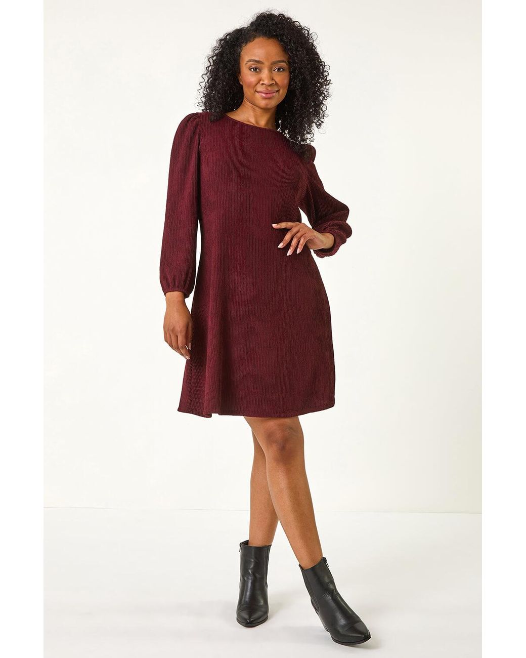 Roman Petite Textured Swing Stretch Dress