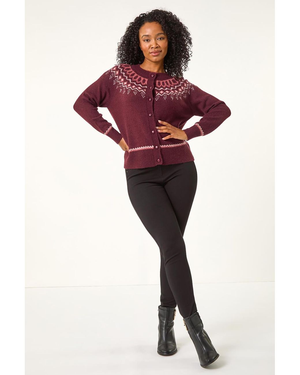 Roman Petite Red Fairisle Button Cardigan