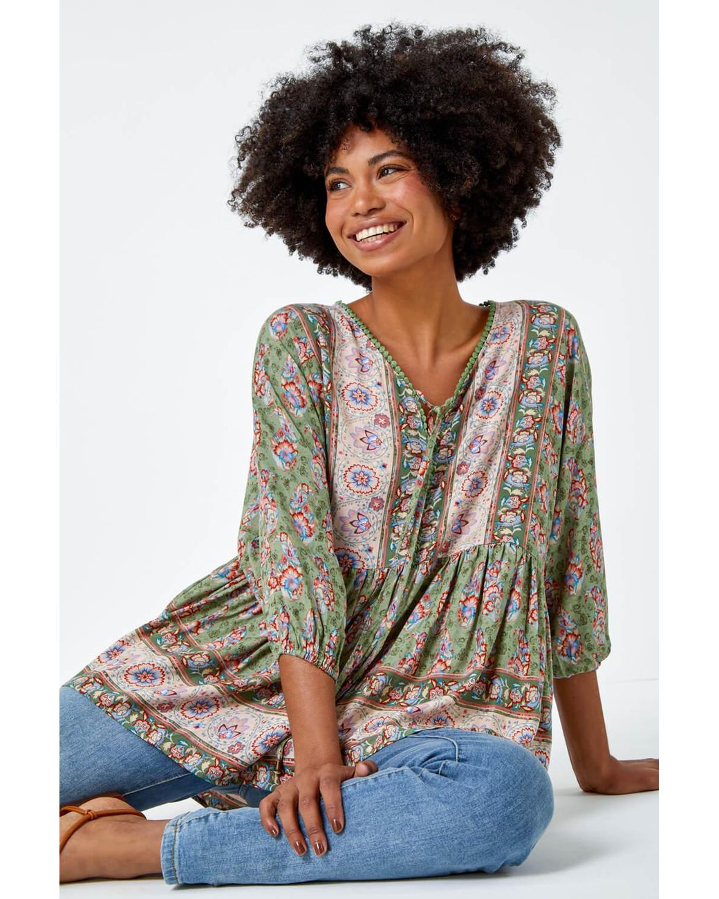Roman Gray Floral Border Print Overshirt