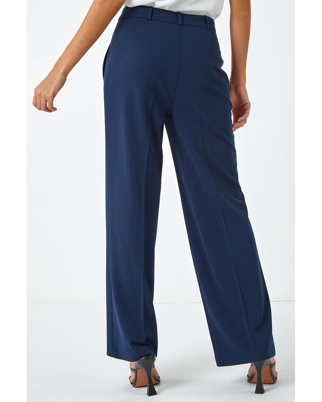 Roman Blue Wide Leg Premium Stretch Trousers
