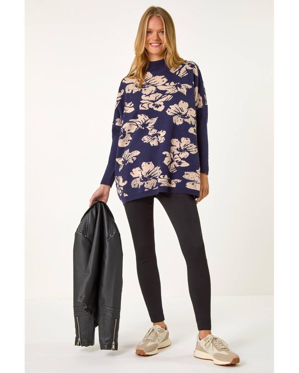 Roman Blue Floral Knit Pullover