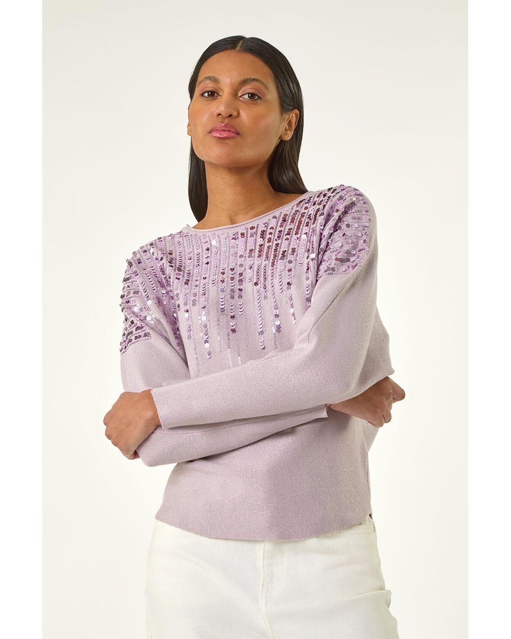 Roman Pink Sequin Drop Knit Jumper
