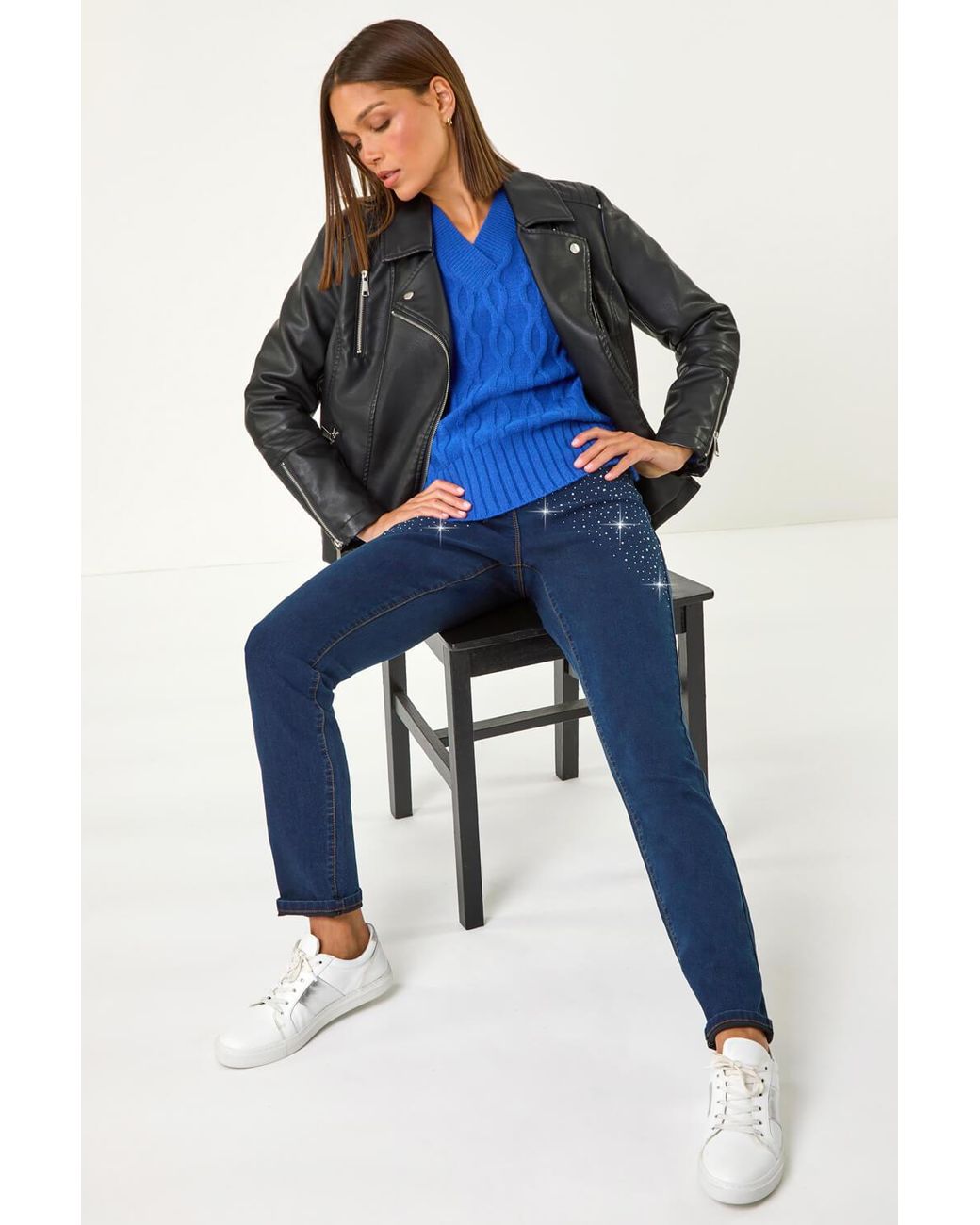 Roman Blue Shimmer Detail Trim Jegging