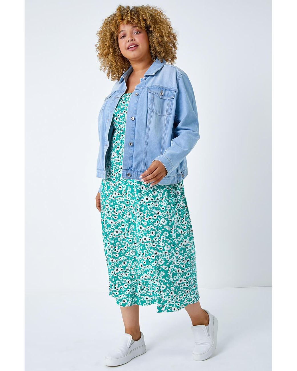 Roman Curve Blue Cotton Denim Jacket