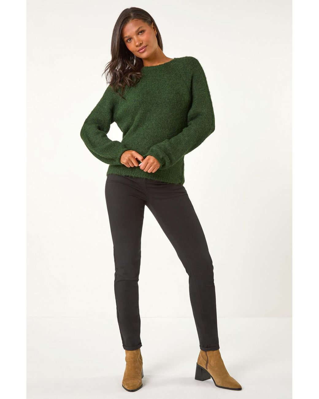 Roman Green Soft Knit Blouson Jumper