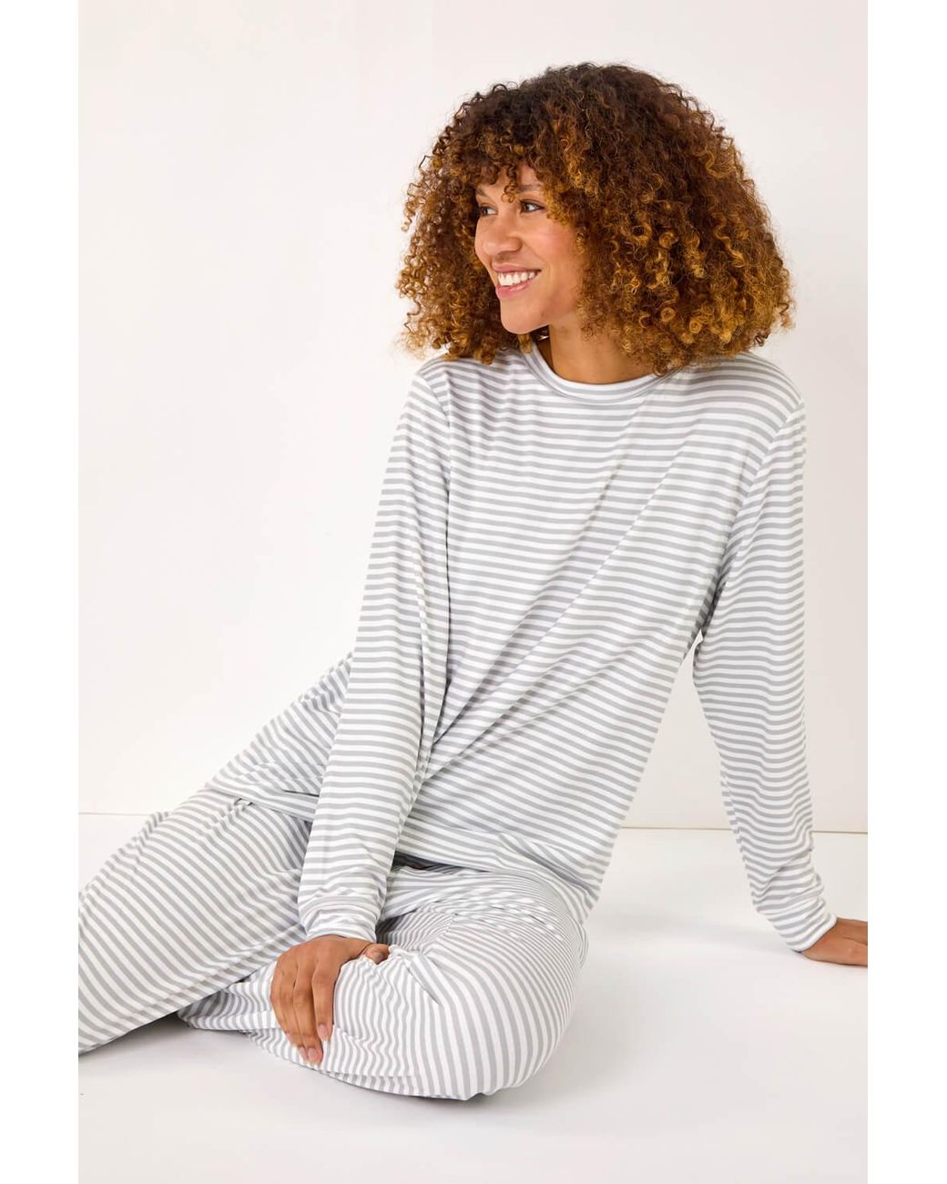 Roman White Striped Pyjama Set
