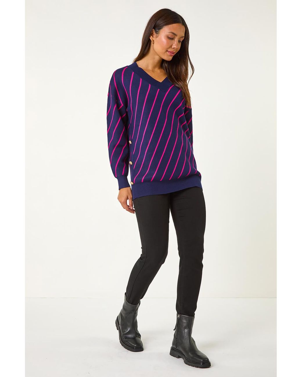 Roman Purple Horizontal Stripe Knit Jumper