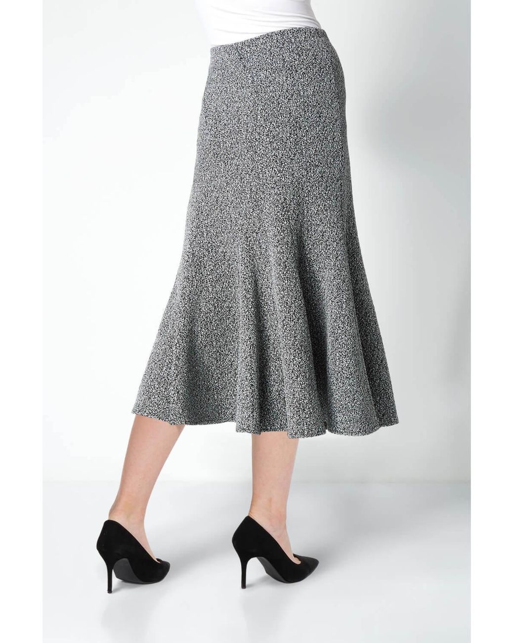 Roman Gray Texture Flared Skirt