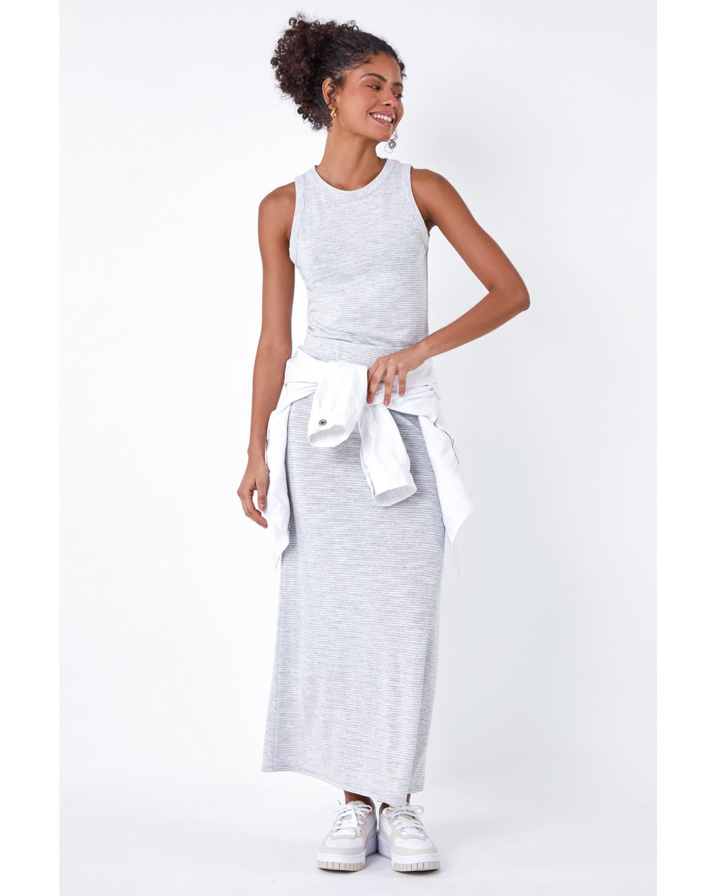 D.u.s.k White Stripe Print Stretch Vest Top