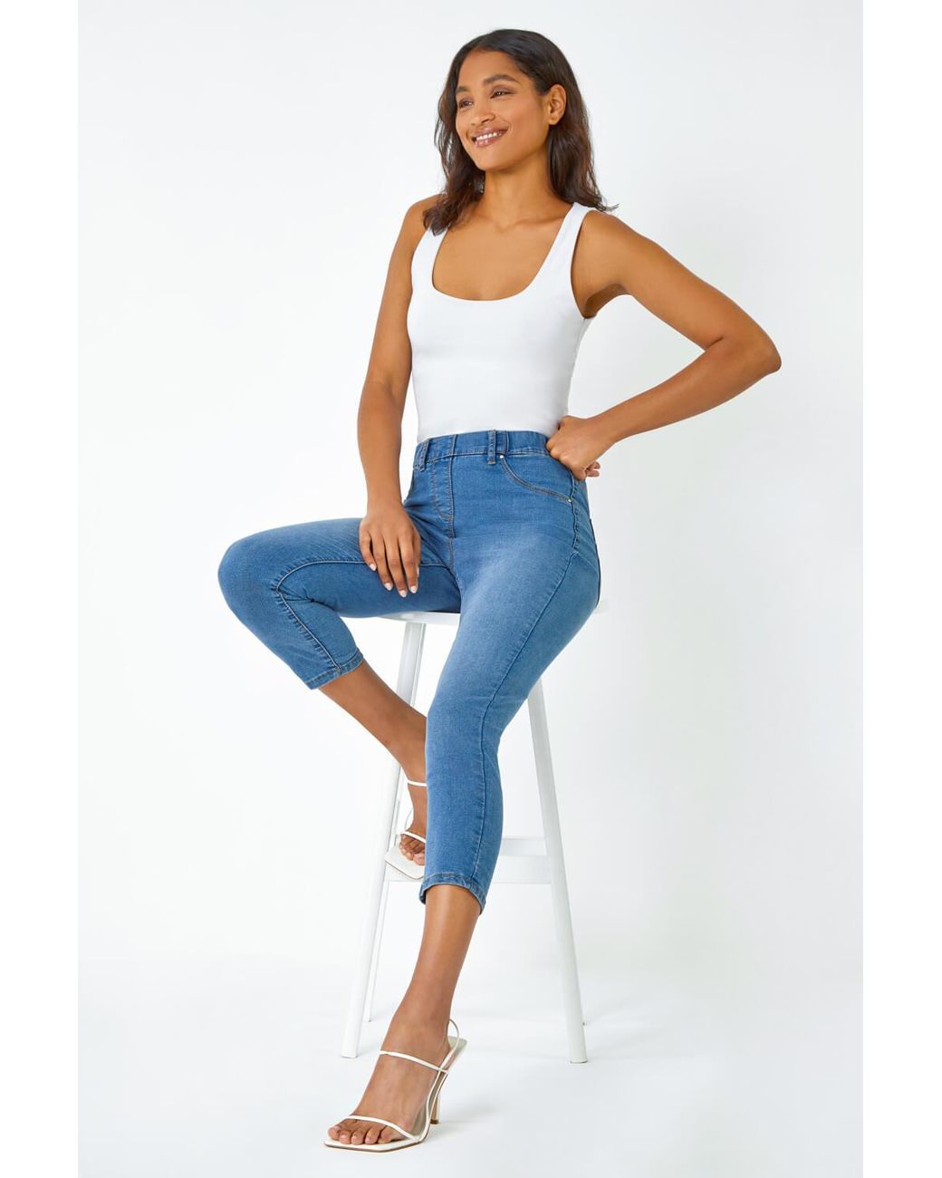 Roman Multicolor Cropped Stretch Denim Jegging