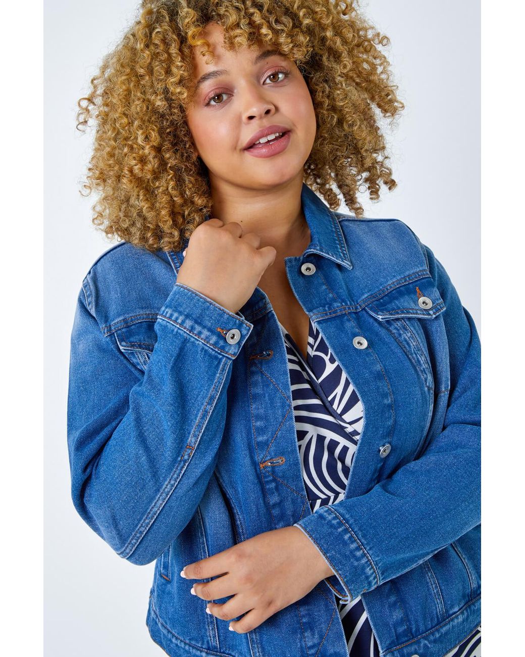 Roman Curve Blue Cotton Jacket