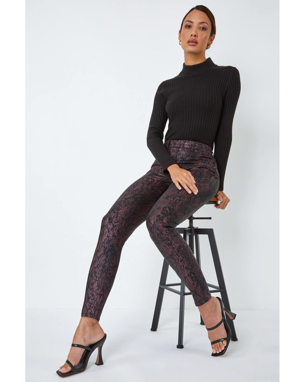 Roman Black Animal Print Stretch Jegging