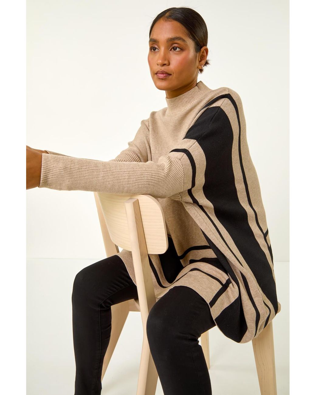 Roman Natural Colour Block Knitted Jumper