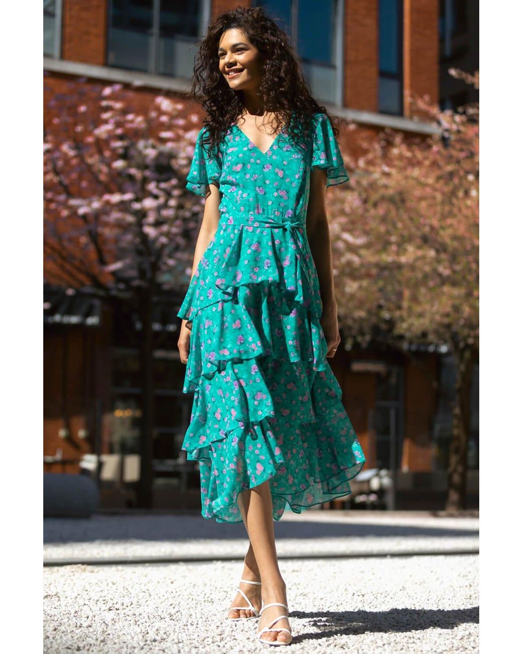 sachin and babi light blue dress Adrianna Papell Colour Block Chiffon Dress