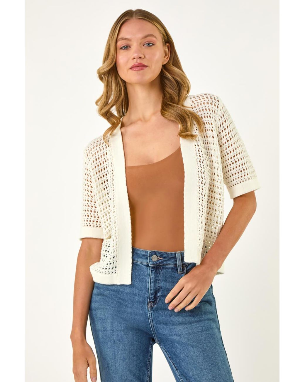 Roman Blue Open Knit Cardigan