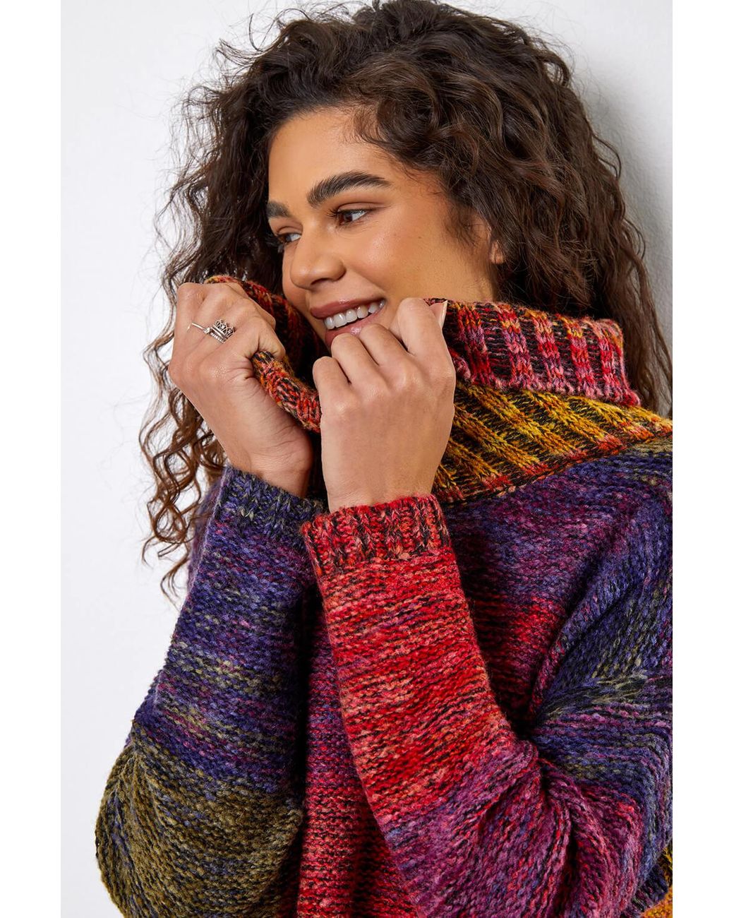 Roman Red Roll Neck Chunky Knit Jumper