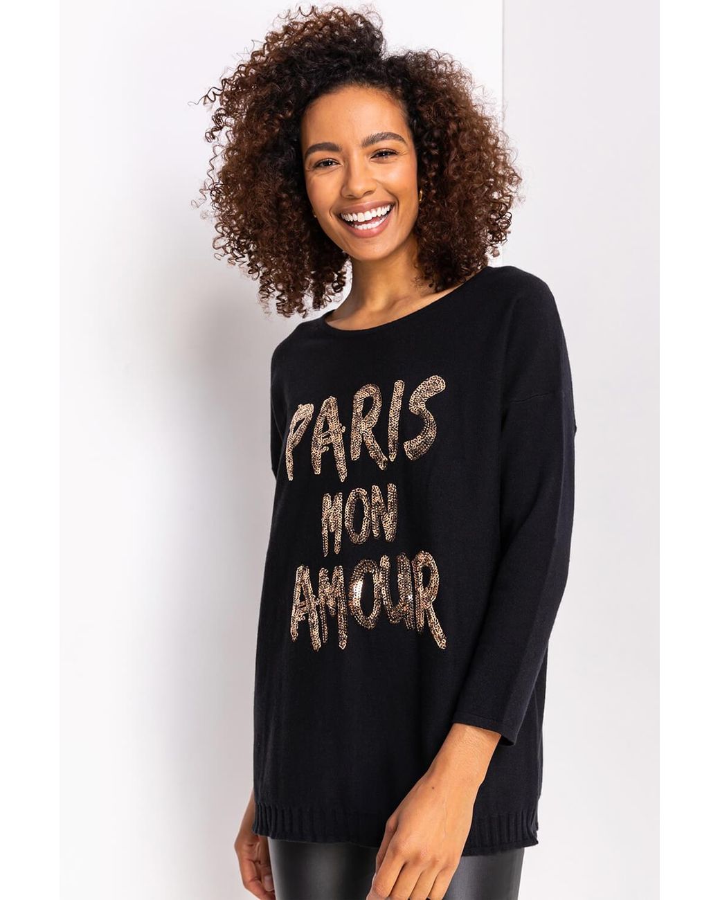 Roman Black Sequin Embellished 'Paris' Jumper