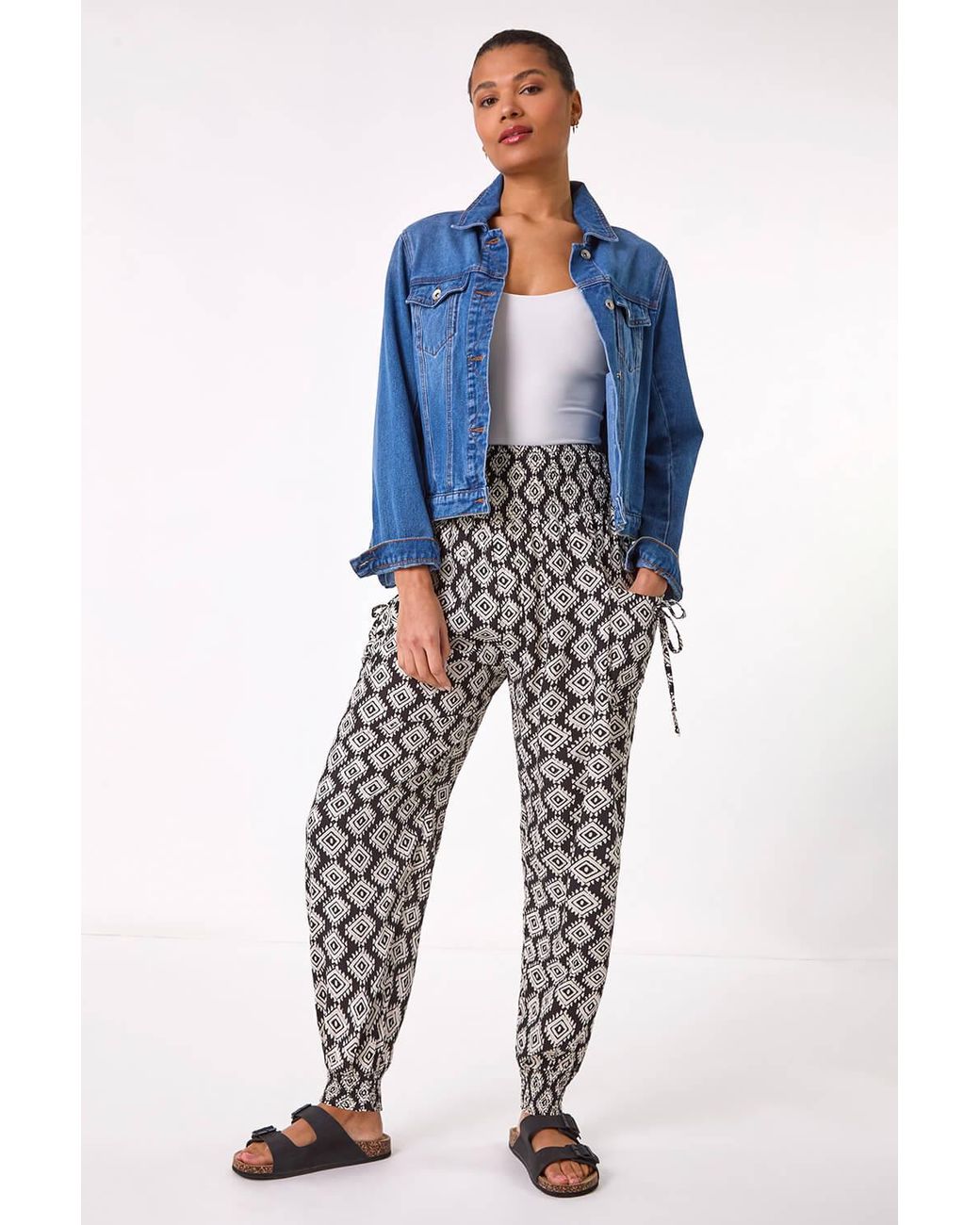 Roman Blue Abstract Tie Pocket Trousers