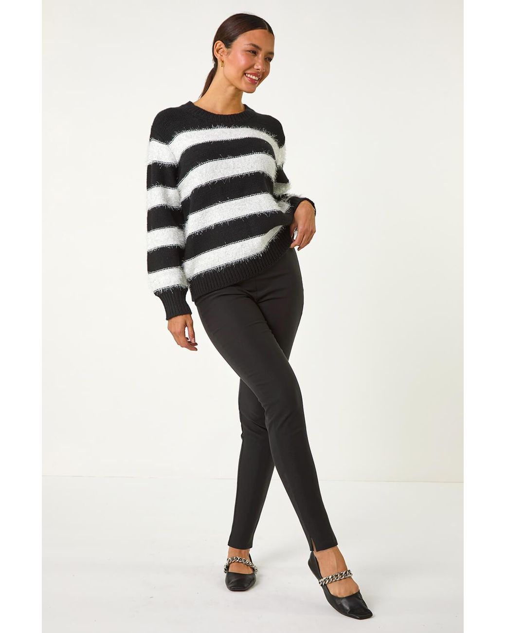 Roman Black Fleece Lined Stretch Bengaline Trouser