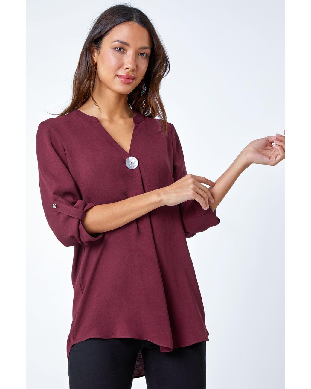 Roman Purple Button Detail Kimono Top