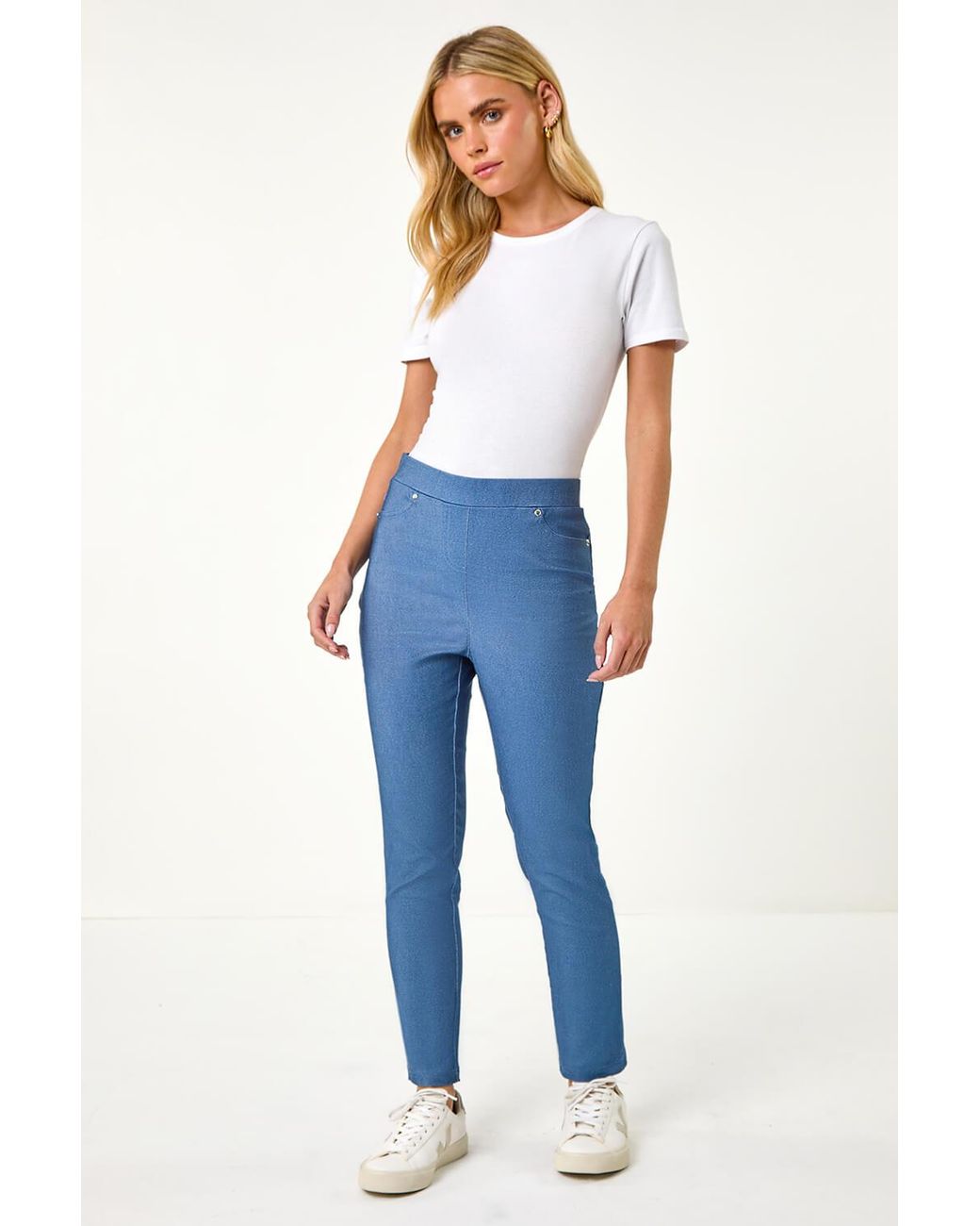 Roman Petite Blue Bengaline Stretch Jean Trouser