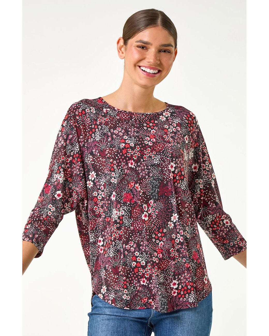 Roman Textured Ditsy Floral Stretch Top