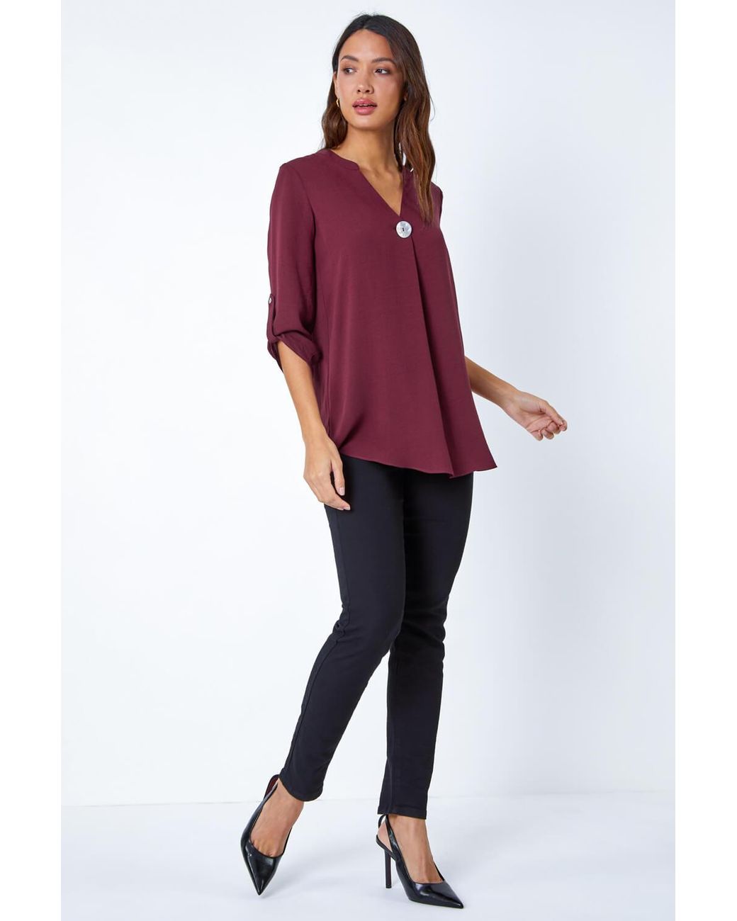 Roman Purple Button Detail Kimono Top