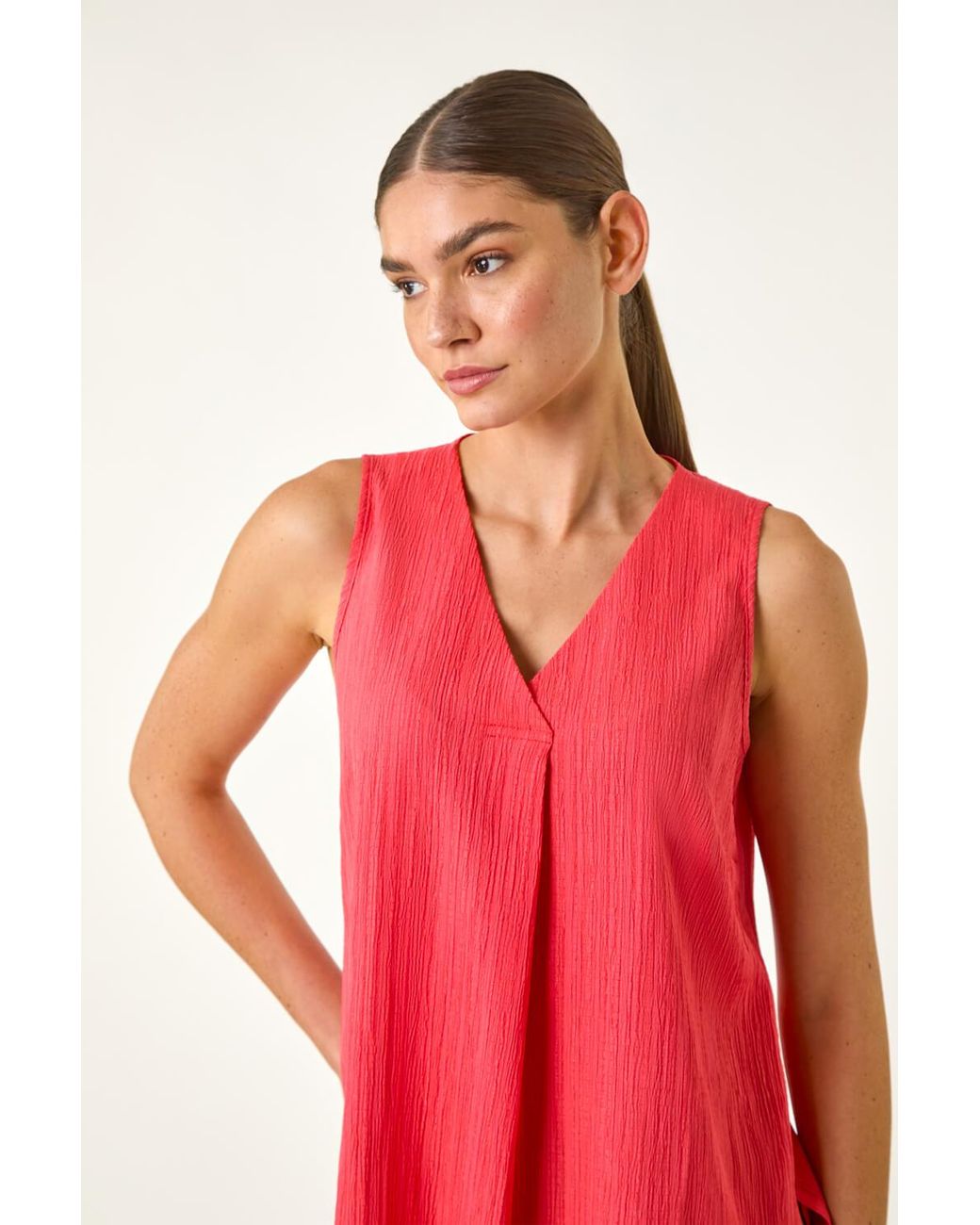 Roman Textured Pleat Front Vest Top