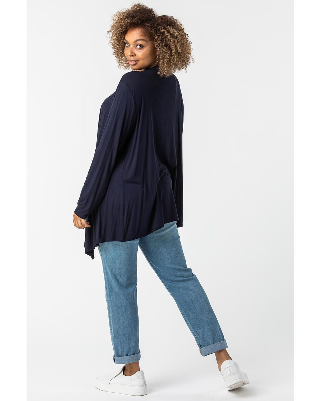 Roman Curve Blue Waterfall Front Jersey Cardigan