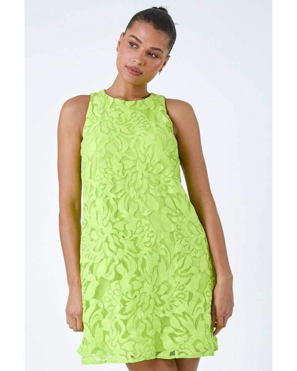 Roman Green Lace Swing Dress