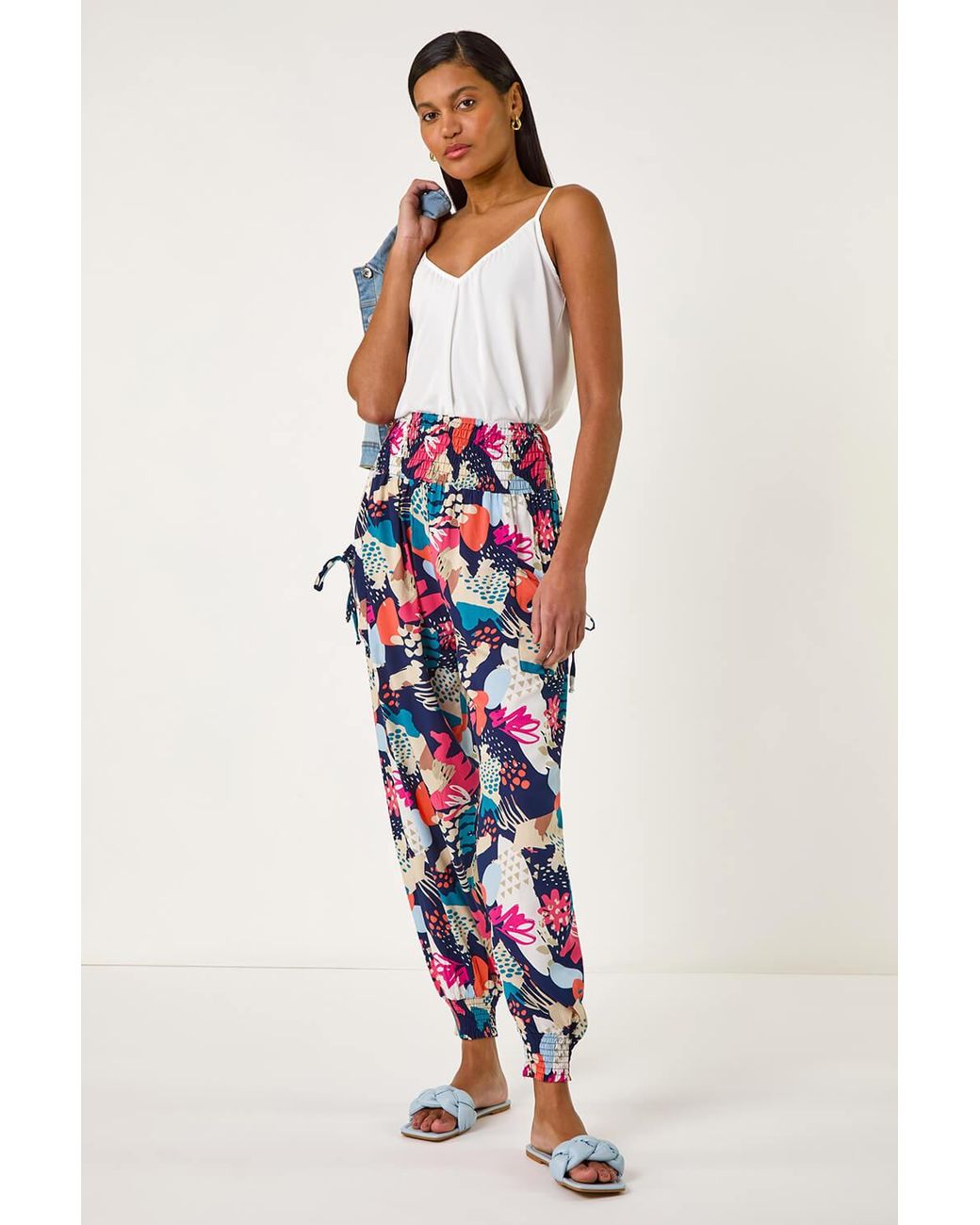 Roman Blue Abstract Tie Pocket Trousers