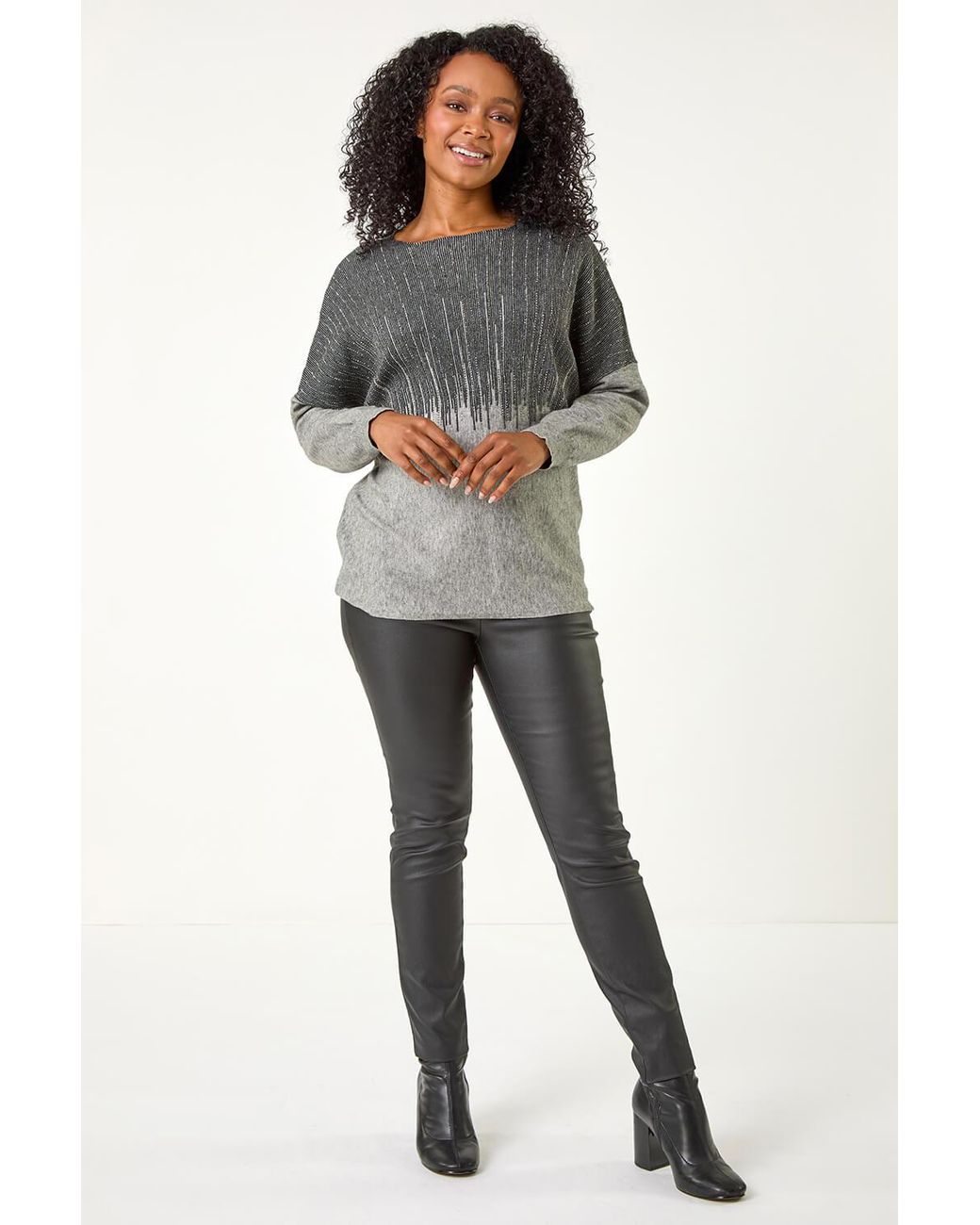 Roman Petite Gray Sparkle Hotfix Knit Jumper