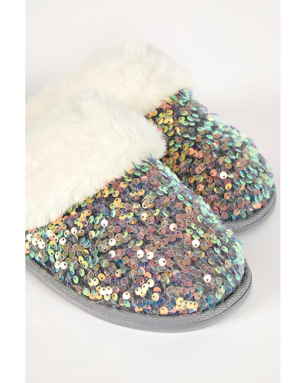 Roman Metallic Sequin Hard Sole Mule Slipper