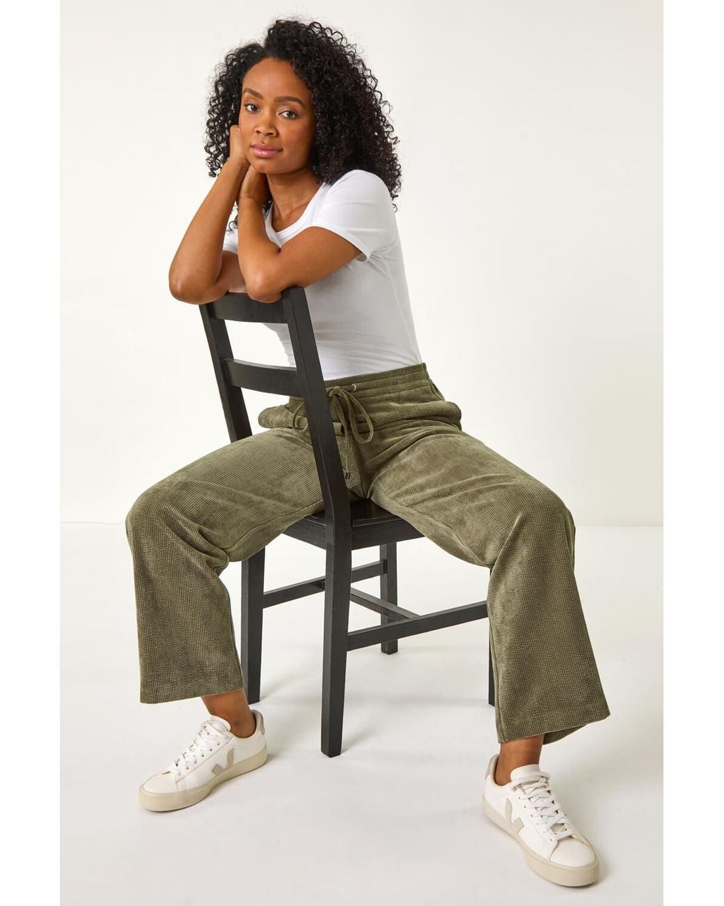 Roman Petite Green Corduroy Stretch Trousers