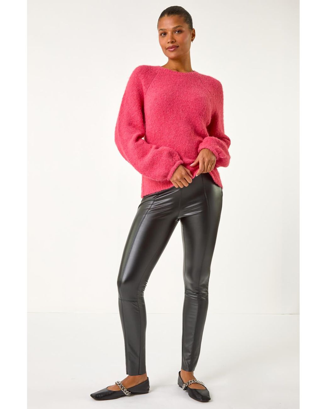 Roman Red Faux Leather Stretch Legging