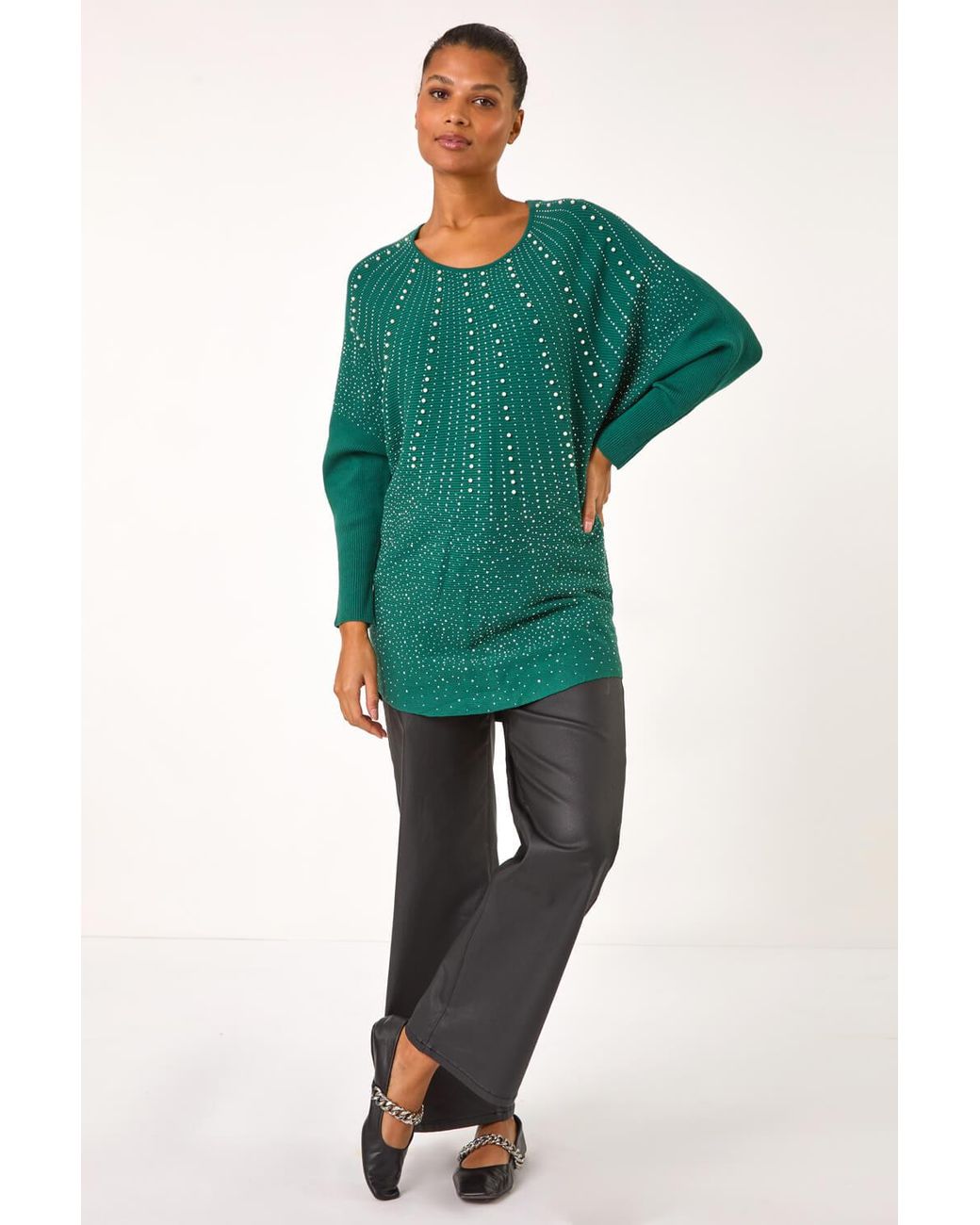 Roman Green Diamante Hotfix Sunray Top