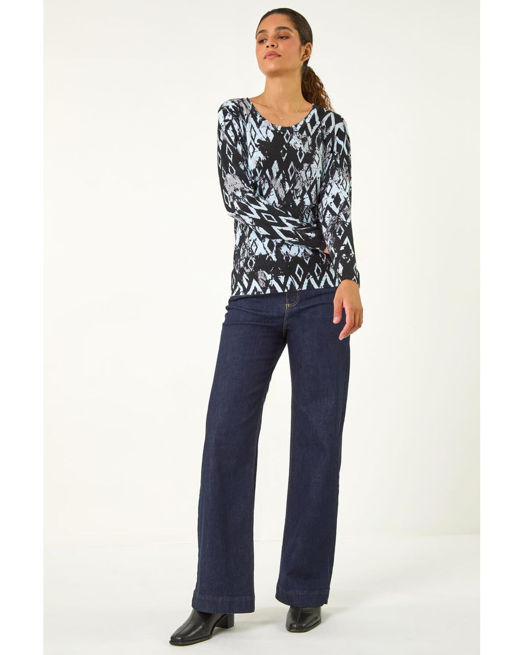 Roman Black Print Embellished Hotfix Detail Jumper
