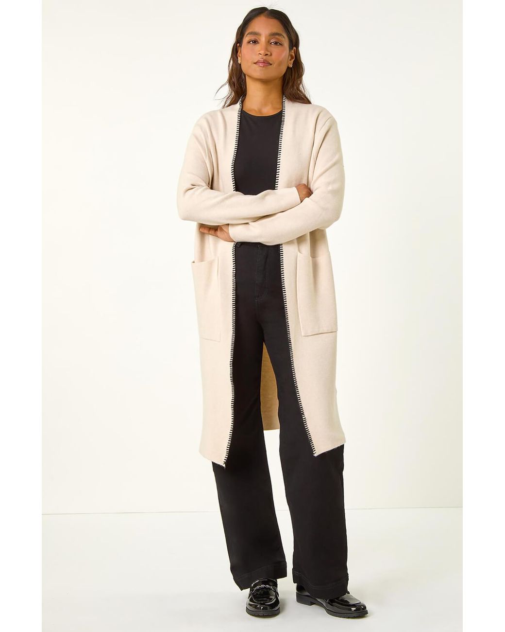 Roman Natural Longline Whipstitch Pocket Coverup