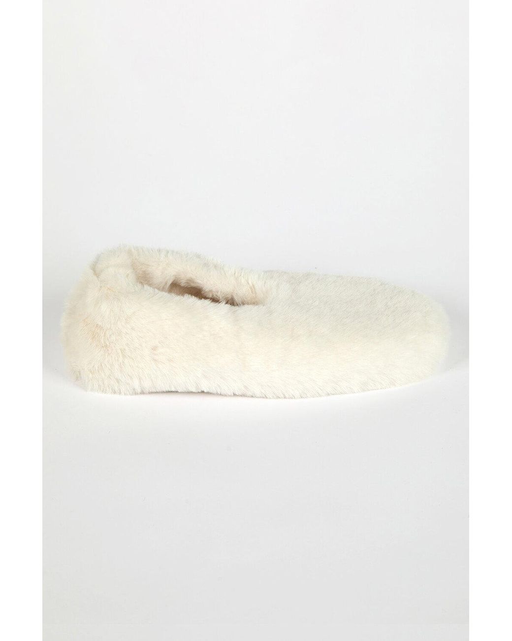 Roman Natural Fluffy Faux Fur Lofty Slippers