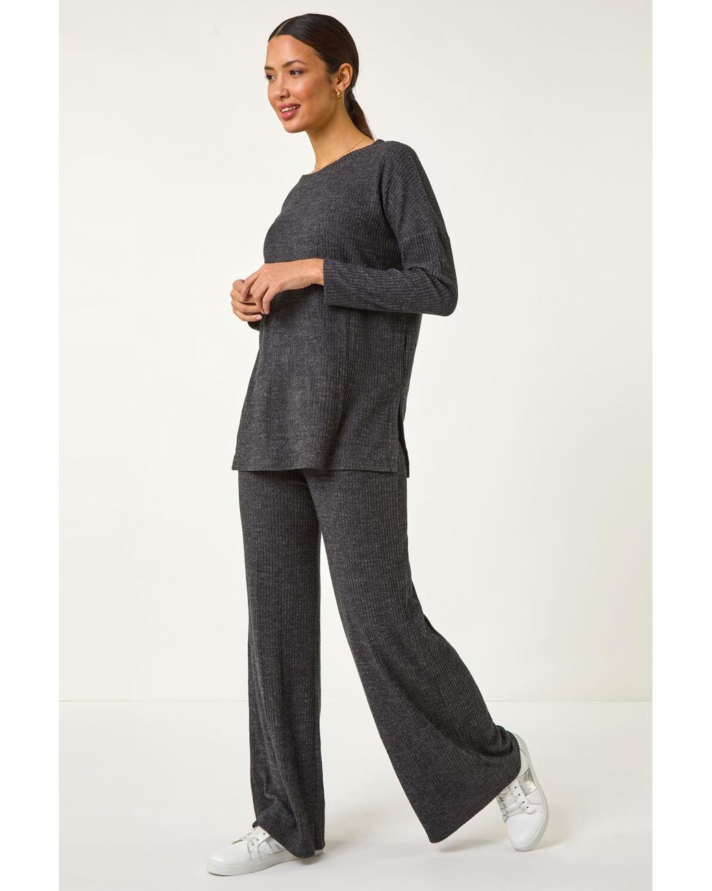 Roman Black Soft Touch Wide Leg Trousers