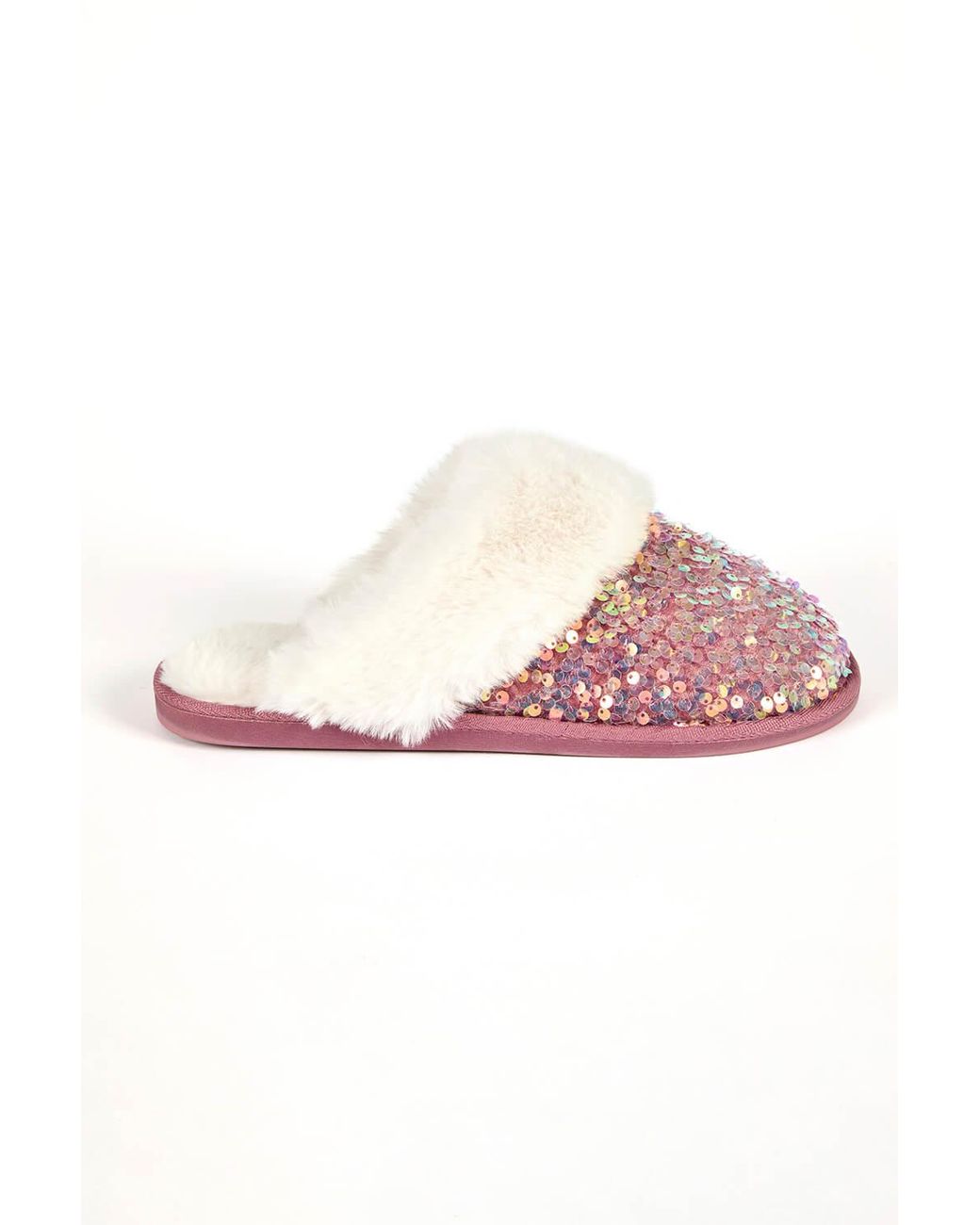 Roman Pink Sequin Hard Sole Mule Slipper
