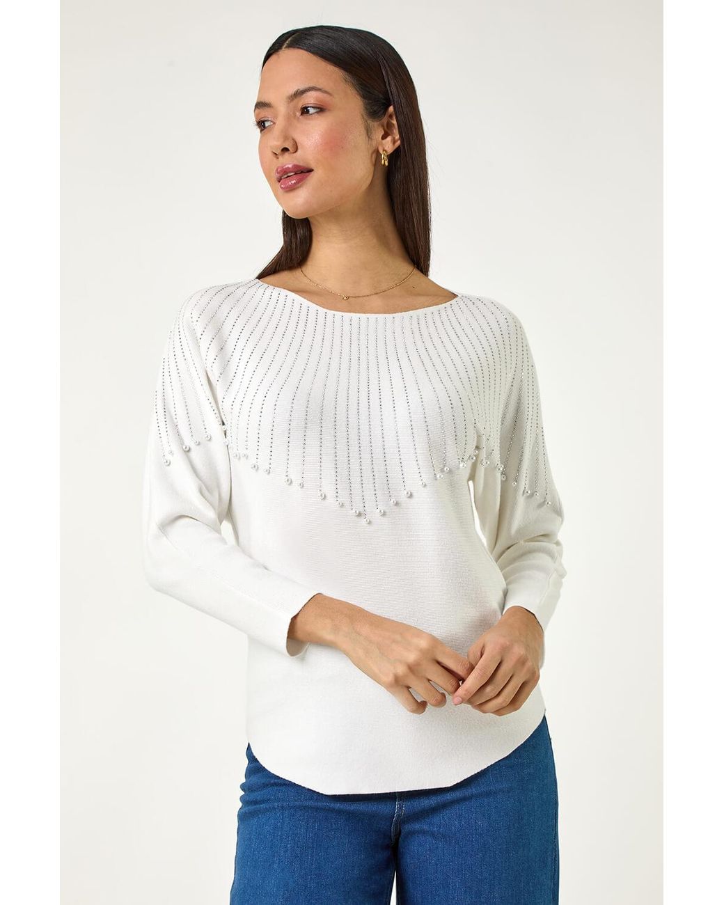 Roman White Sunray Shimmer Knit Jumper