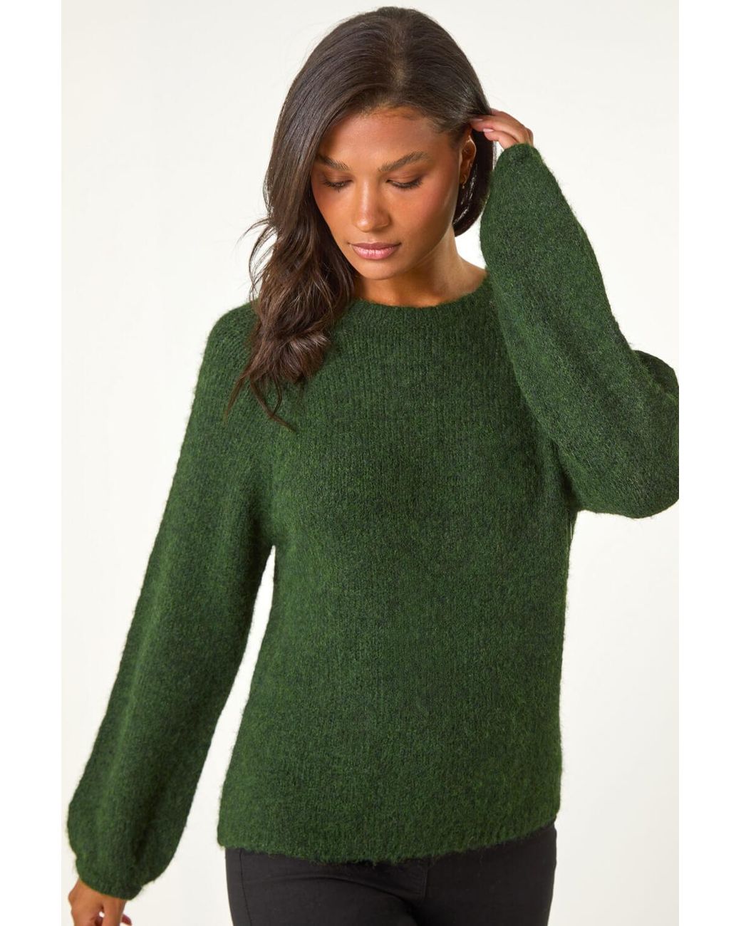 Roman Green Soft Knit Blouson Jumper
