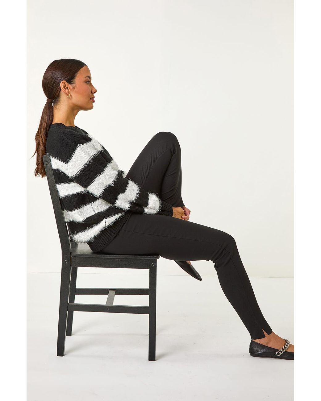 Roman Black Fleece Lined Stretch Bengaline Trouser