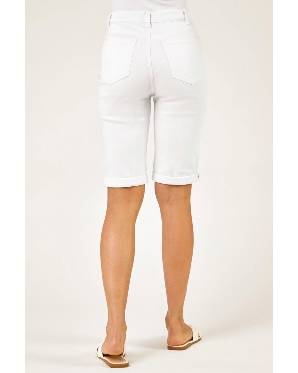 Roman White Essential Stretch Knee Length Shorts