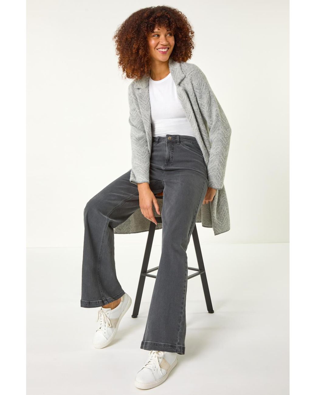 Roman Gray Revere Collared Knit Cardigan